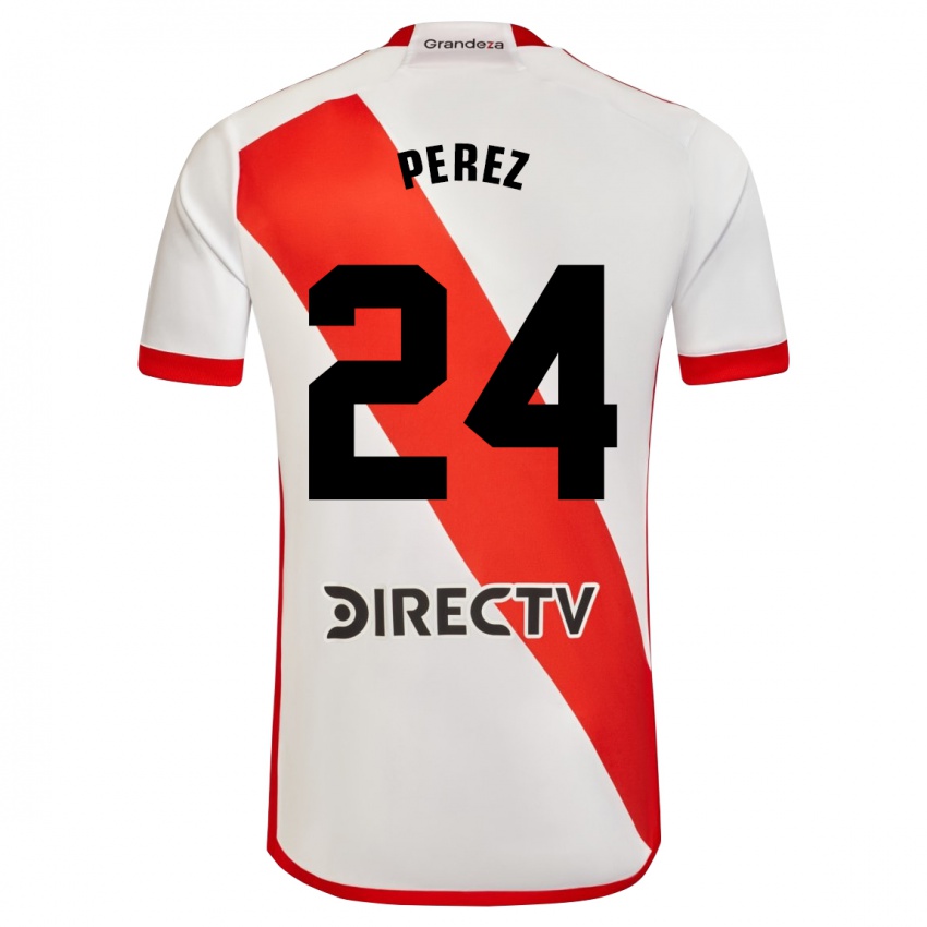 Dzieci Enzo Perez #24 Biało - Czerwony Domowa Koszulka 2024/25 Koszulki Klubowe