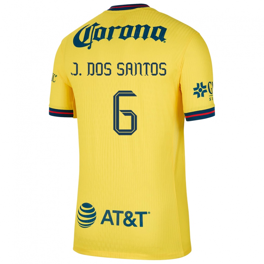 Dzieci Jonathan Dos Santos #6 Yellow Blue Domowa Koszulka 2024/25 Koszulki Klubowe