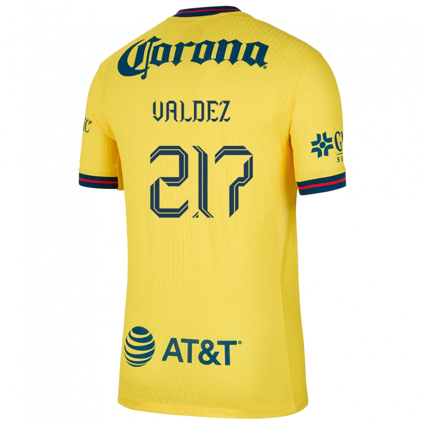 Dzieci Víctor Valdez #217 Yellow Blue Domowa Koszulka 2024/25 Koszulki Klubowe