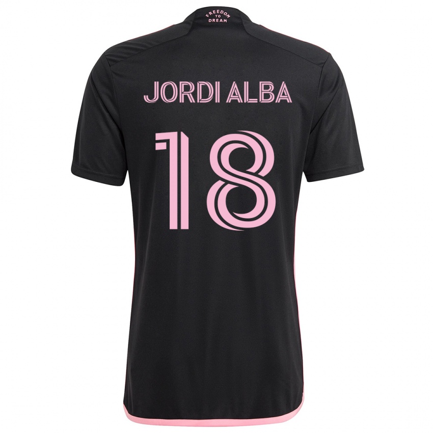 Dzieci Jordi Alba #18 Czarny Wyjazdowa Koszulka 2024/25 Koszulki Klubowe