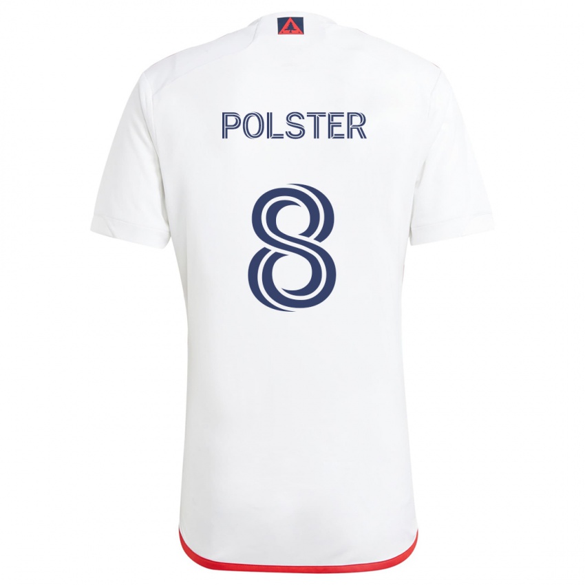 Dzieci Matt Polster #8 Biało - Czerwony Wyjazdowa Koszulka 2024/25 Koszulki Klubowe