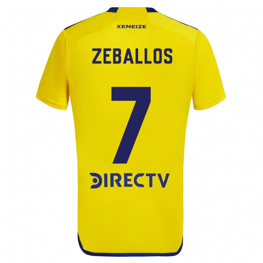 Dzieci Exequiel Zeballos #7 Yellow Blue Wyjazdowa Koszulka 2024/25 Koszulki Klubowe