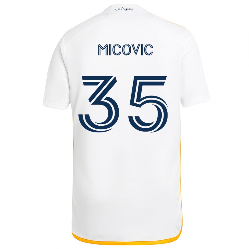 Męski Novak Micovic #35 Biało Żółty Domowa Koszulka 2024/25 Koszulki Klubowe