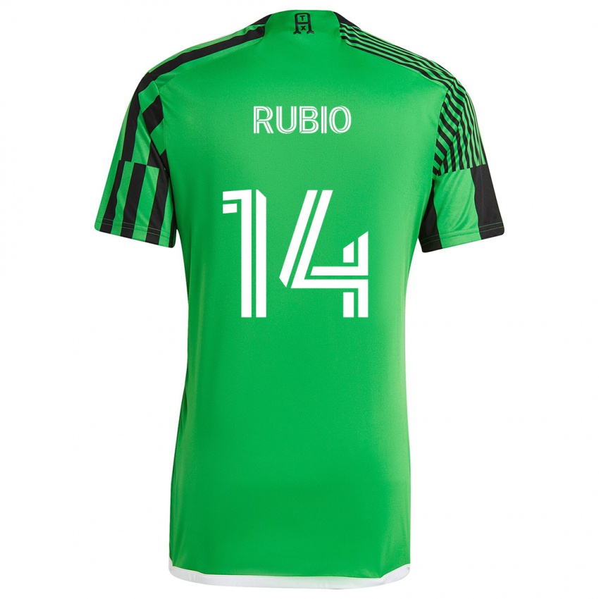 Męski Diego Rubio #14 Zielony Czarny Domowa Koszulka 2024/25 Koszulki Klubowe