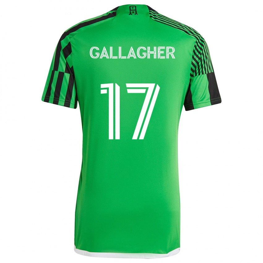 Męski Jon Gallagher #17 Zielony Czarny Domowa Koszulka 2024/25 Koszulki Klubowe