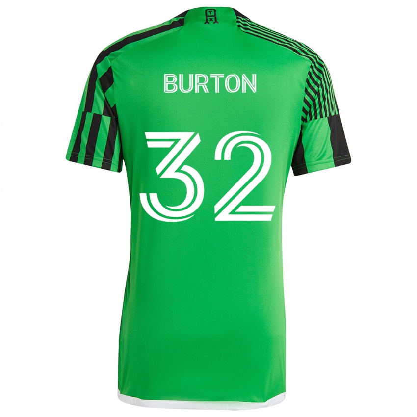 Męski Micah Burton #32 Zielony Czarny Domowa Koszulka 2024/25 Koszulki Klubowe