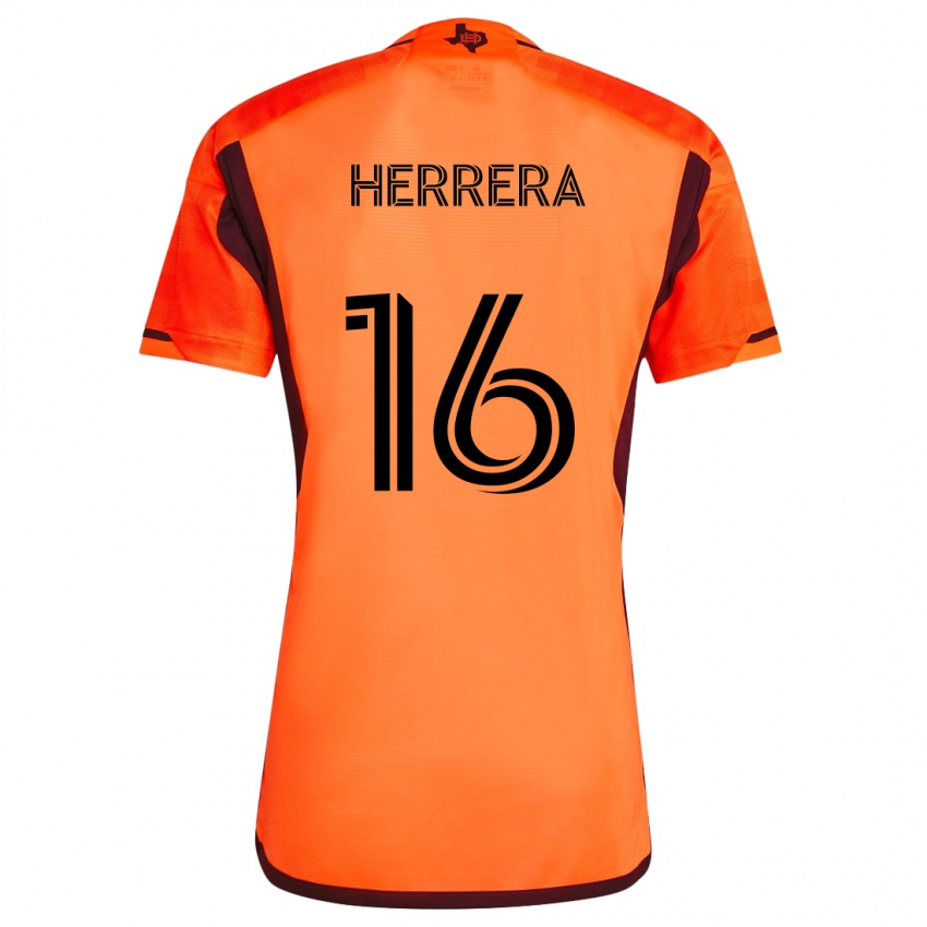 Męski Hector Herrera #16 Pomarańczowo-Czarny Domowa Koszulka 2024/25 Koszulki Klubowe