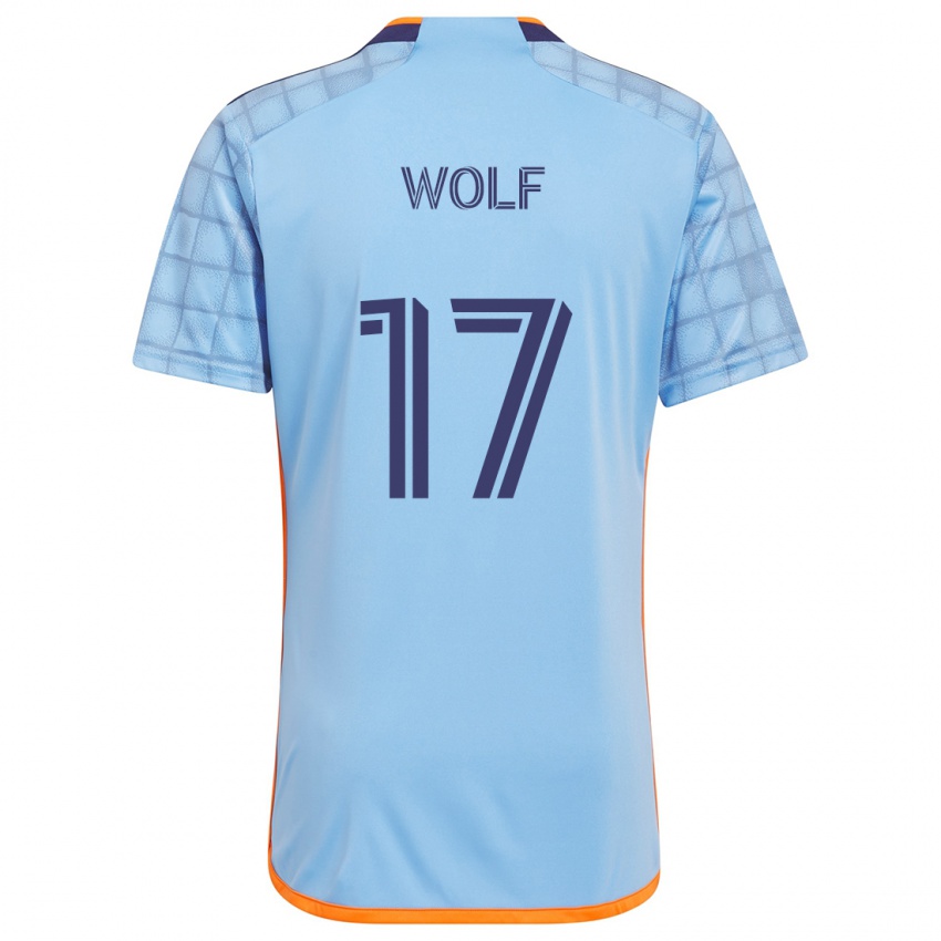 Męski Hannes Wolf #17 Niebieski Pomarańczowy Domowa Koszulka 2024/25 Koszulki Klubowe