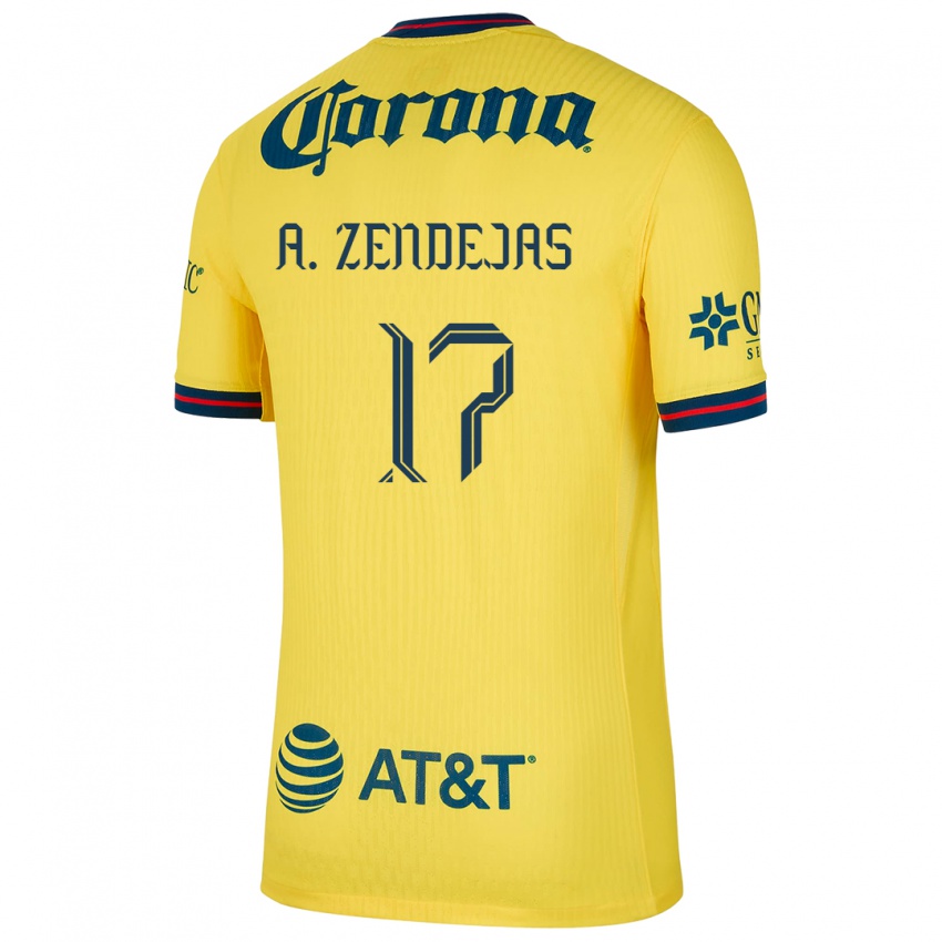 Męski Alejandro Zendejas #17 Yellow Blue Domowa Koszulka 2024/25 Koszulki Klubowe