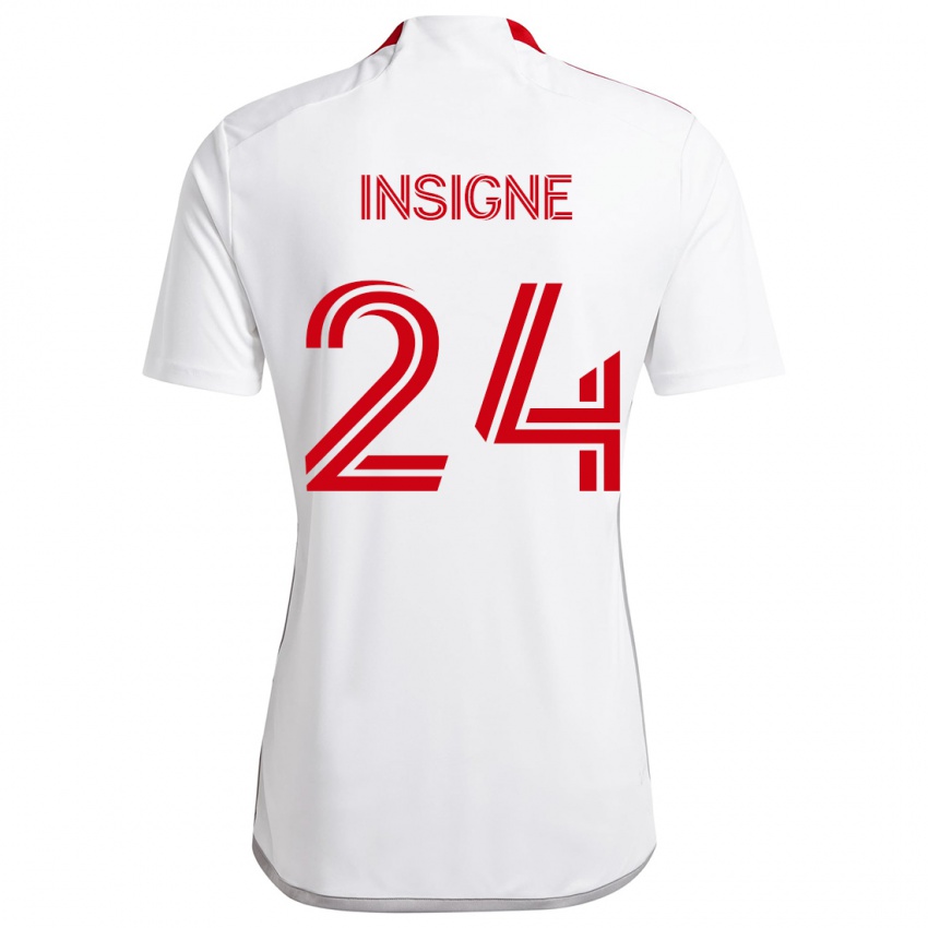 Męski Lorenzo Insigne #24 Biało - Czerwony Wyjazdowa Koszulka 2024/25 Koszulki Klubowe