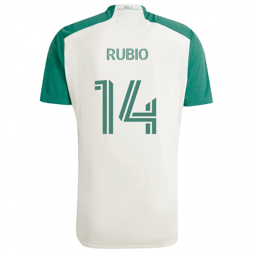 Męski Diego Rubio #14 Kolory Opalenizny Zielony Wyjazdowa Koszulka 2024/25 Koszulki Klubowe