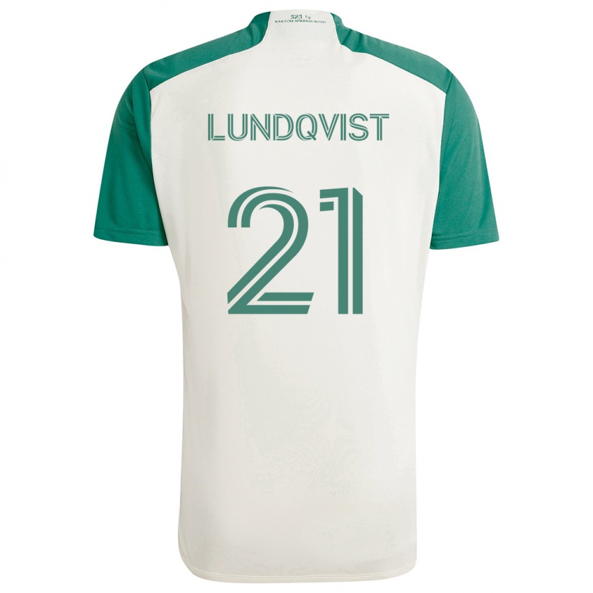 Męski Adam Lundqvist #21 Kolory Opalenizny Zielony Wyjazdowa Koszulka 2024/25 Koszulki Klubowe