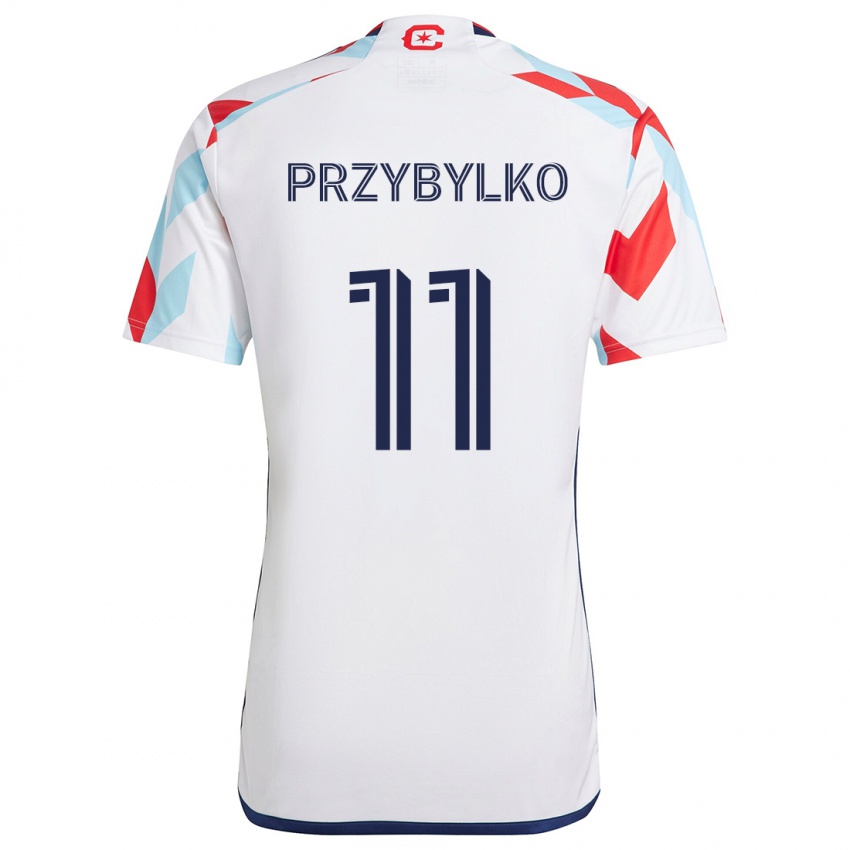 Męski Kacper Przybylko #11 Biały Żółty Niebieski Wyjazdowa Koszulka 2024/25 Koszulki Klubowe