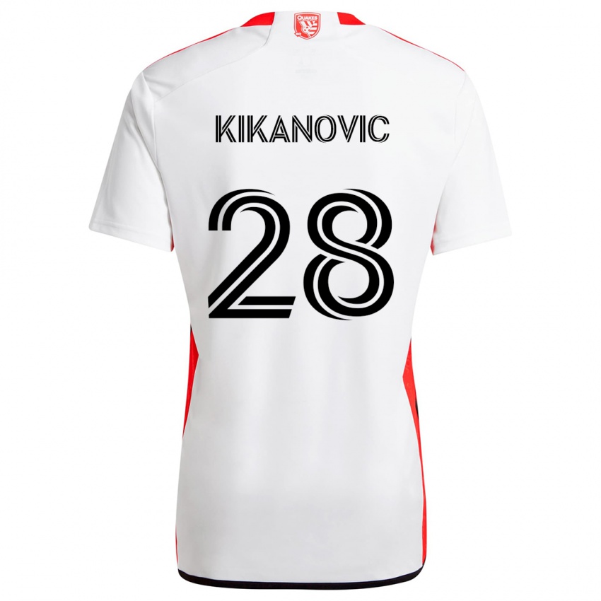 Męski Benjamin Kikanovic #28 Biało - Czerwony Wyjazdowa Koszulka 2024/25 Koszulki Klubowe