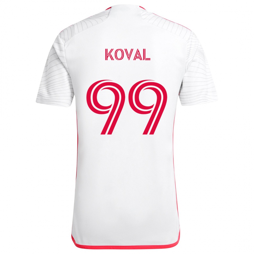 Męski Stanislav Koval #99 Biało - Czerwony Wyjazdowa Koszulka 2024/25 Koszulki Klubowe