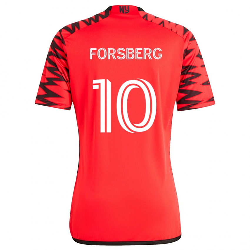 Męski Emil Forsberg #10 Czerwony Czarny Biały Wyjazdowa Koszulka 2024/25 Koszulki Klubowe