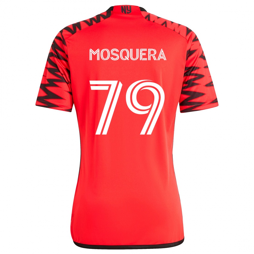 Męski Rafael Mosquera #79 Czerwony Czarny Biały Wyjazdowa Koszulka 2024/25 Koszulki Klubowe