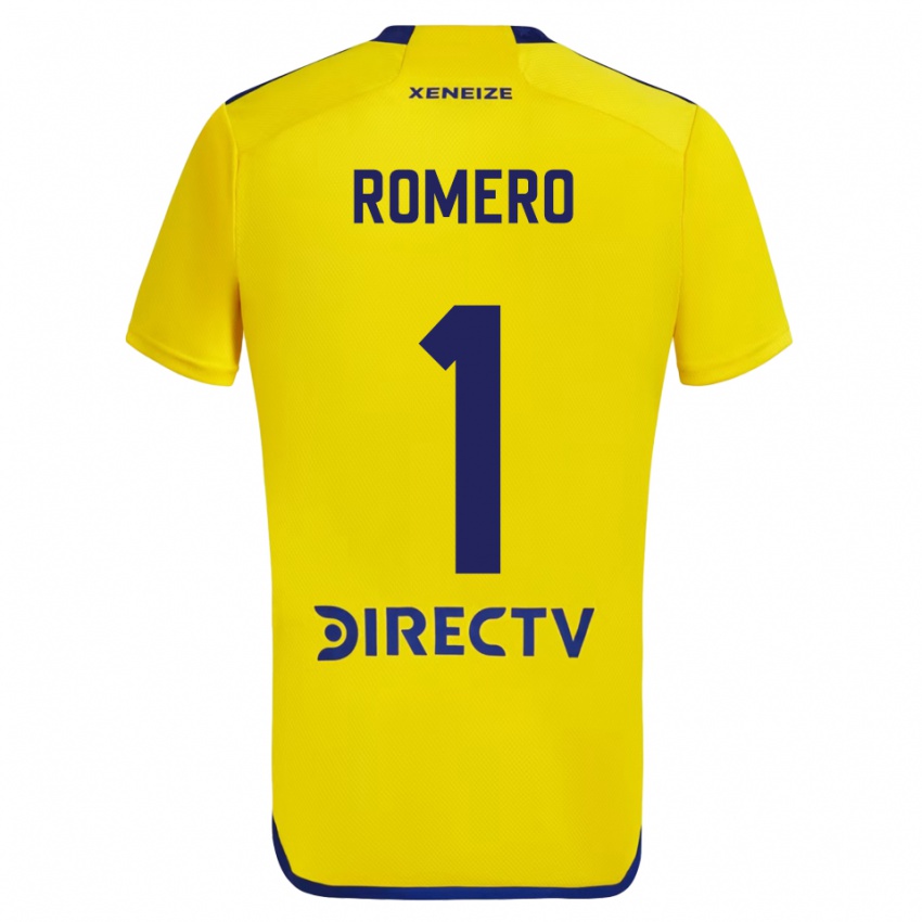 Męski Sergio Romero #1 Yellow Blue Wyjazdowa Koszulka 2024/25 Koszulki Klubowe