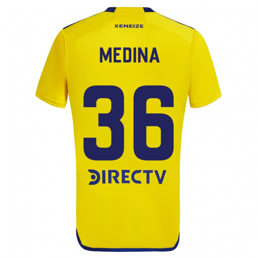 Męski Cristian Medina #36 Yellow Blue Wyjazdowa Koszulka 2024/25 Koszulki Klubowe