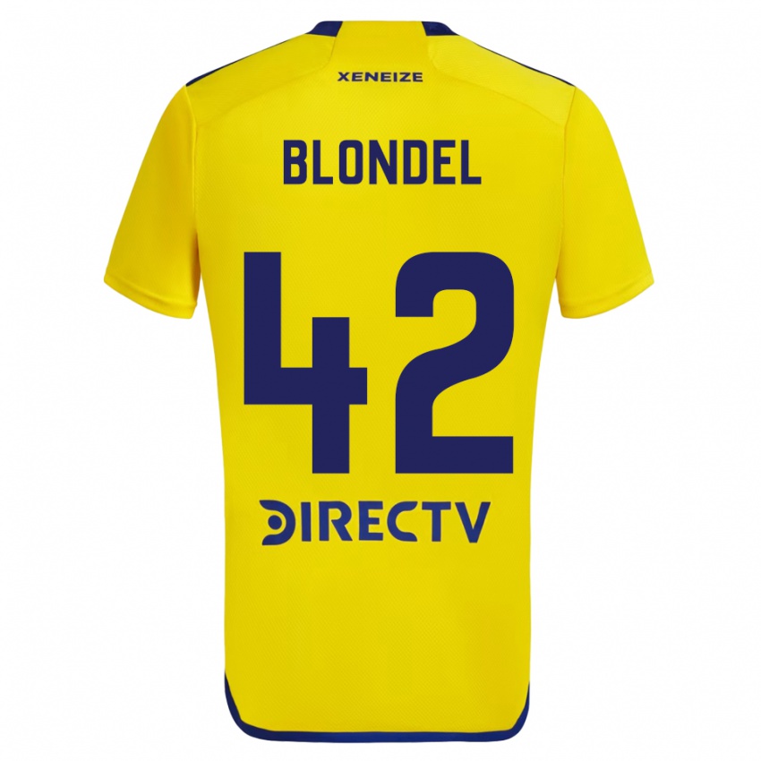 Męski Lucas Blondel #42 Yellow Blue Wyjazdowa Koszulka 2024/25 Koszulki Klubowe