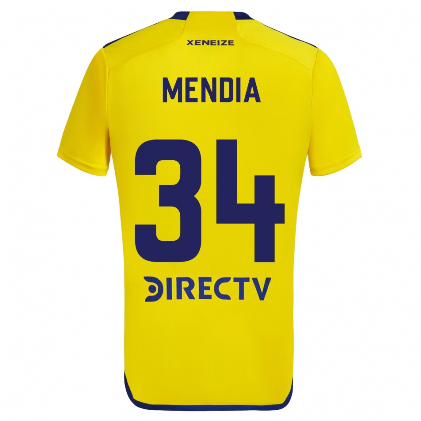 Męski Mateo Mendia #34 Yellow Blue Wyjazdowa Koszulka 2024/25 Koszulki Klubowe