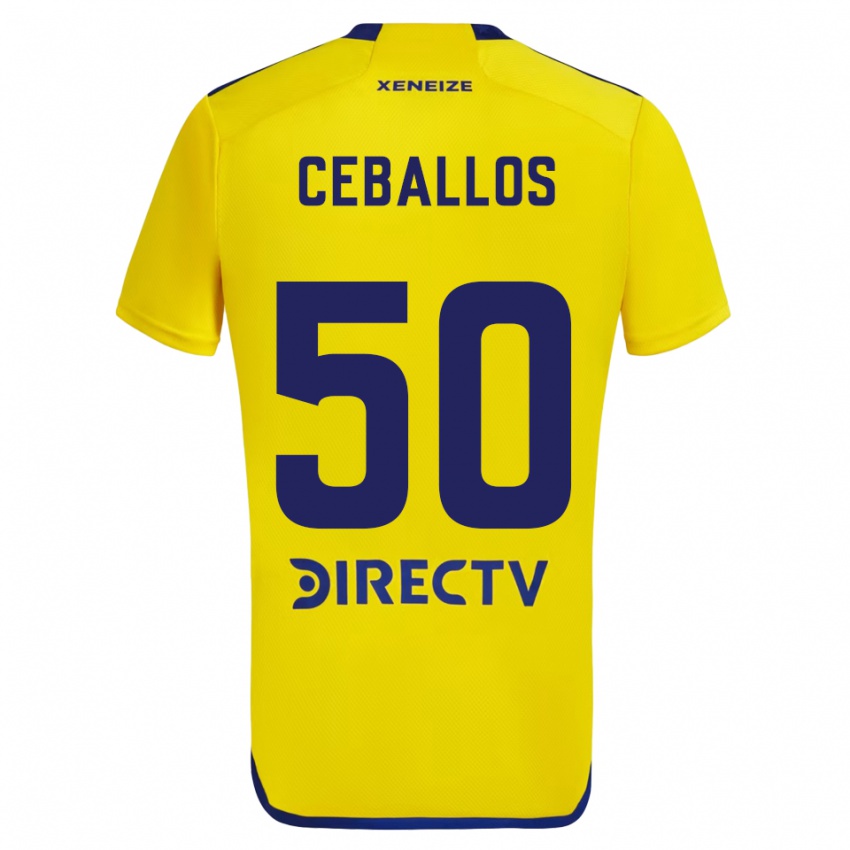 Męski Julián Ceballos #50 Yellow Blue Wyjazdowa Koszulka 2024/25 Koszulki Klubowe