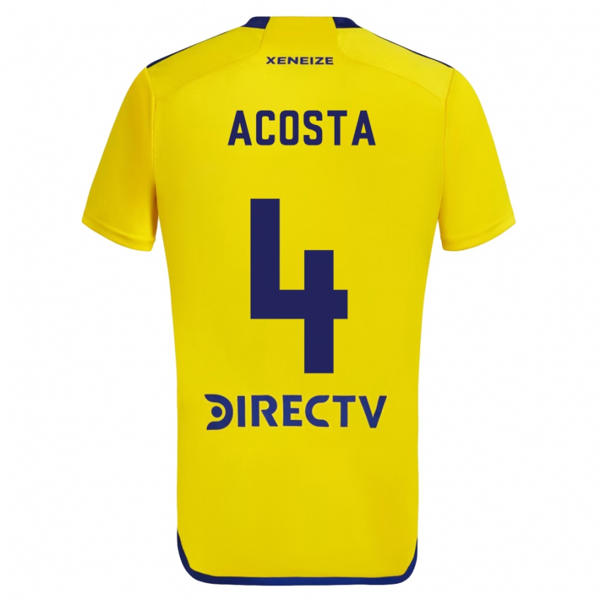 Męski Natan Acosta #4 Yellow Blue Wyjazdowa Koszulka 2024/25 Koszulki Klubowe