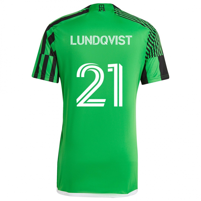 Kobiety Adam Lundqvist #21 Zielony Czarny Domowa Koszulka 2024/25 Koszulki Klubowe