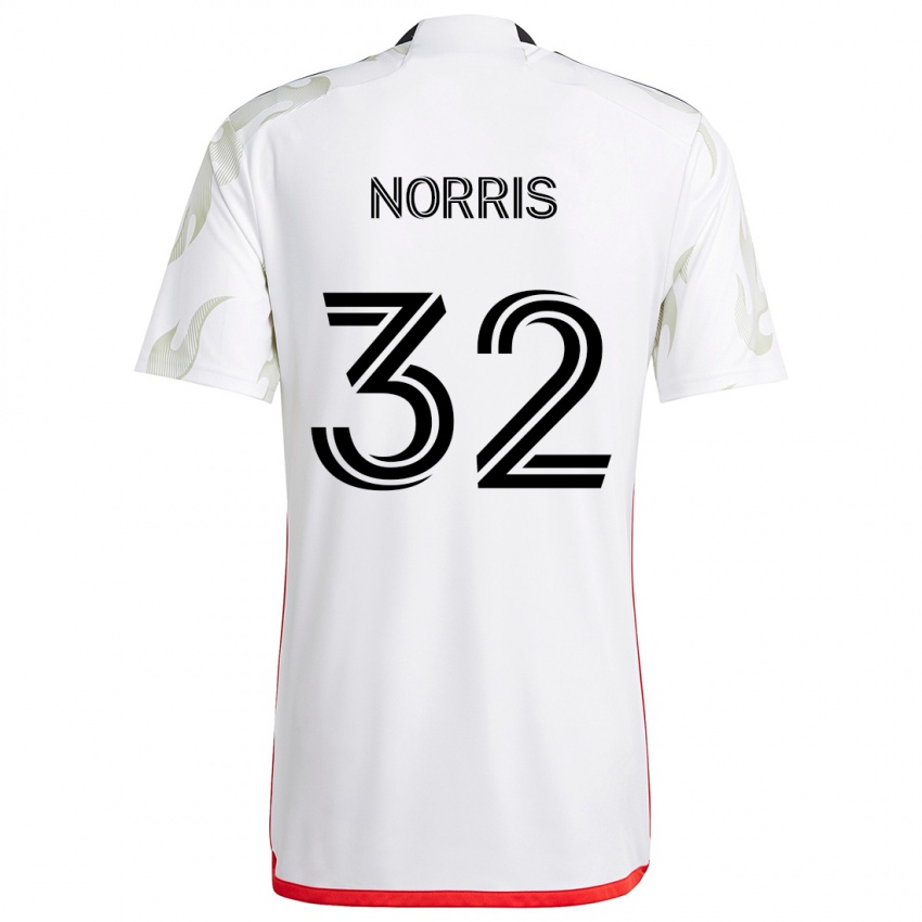 Kobiety Nolan Norris #32 Biały Czerwony Czarny Wyjazdowa Koszulka 2024/25 Koszulki Klubowe