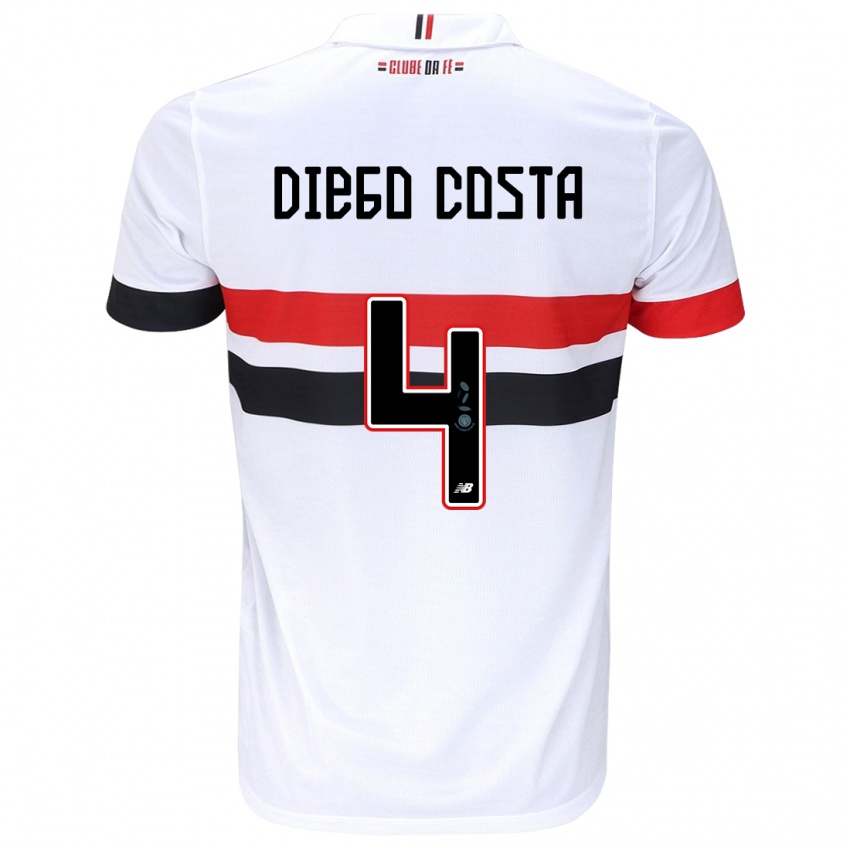 Dzieci Diego Costa #4 Biały Czerwony Czarny Domowa Koszulka 2024/25 Koszulki Klubowe