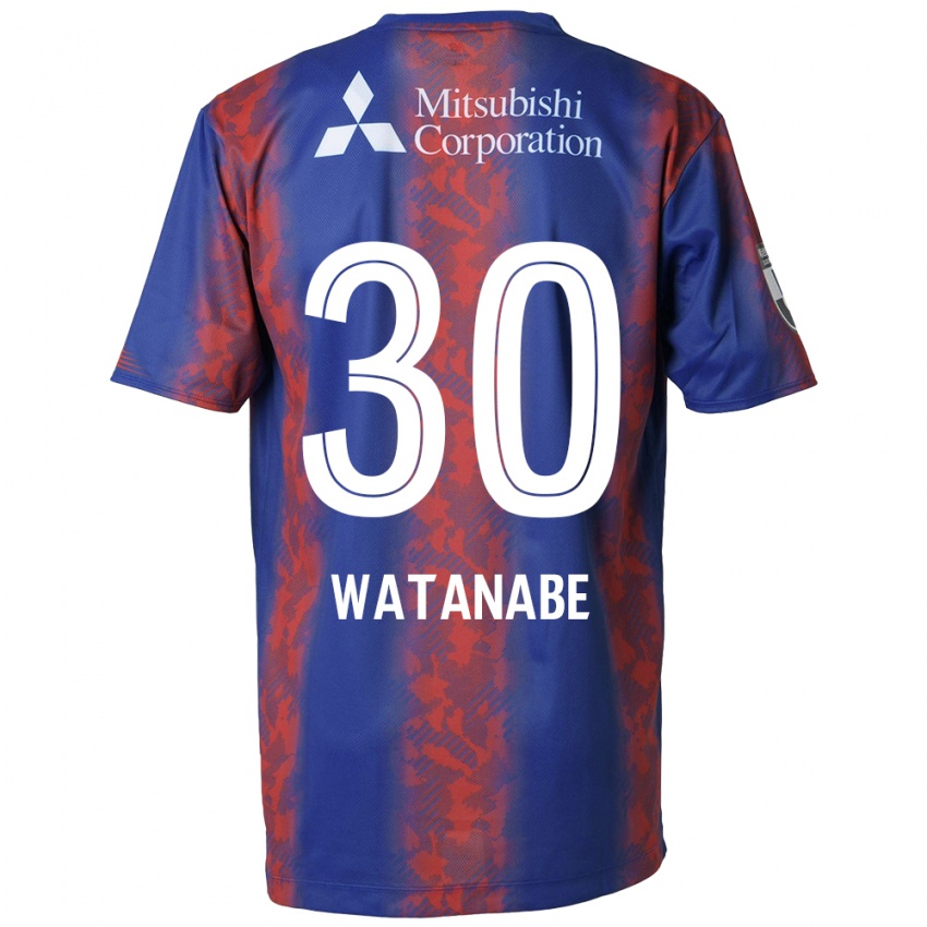 Dzieci Matthew Watanabe #30 Niebieski Czerwony Domowa Koszulka 2024/25 Koszulki Klubowe