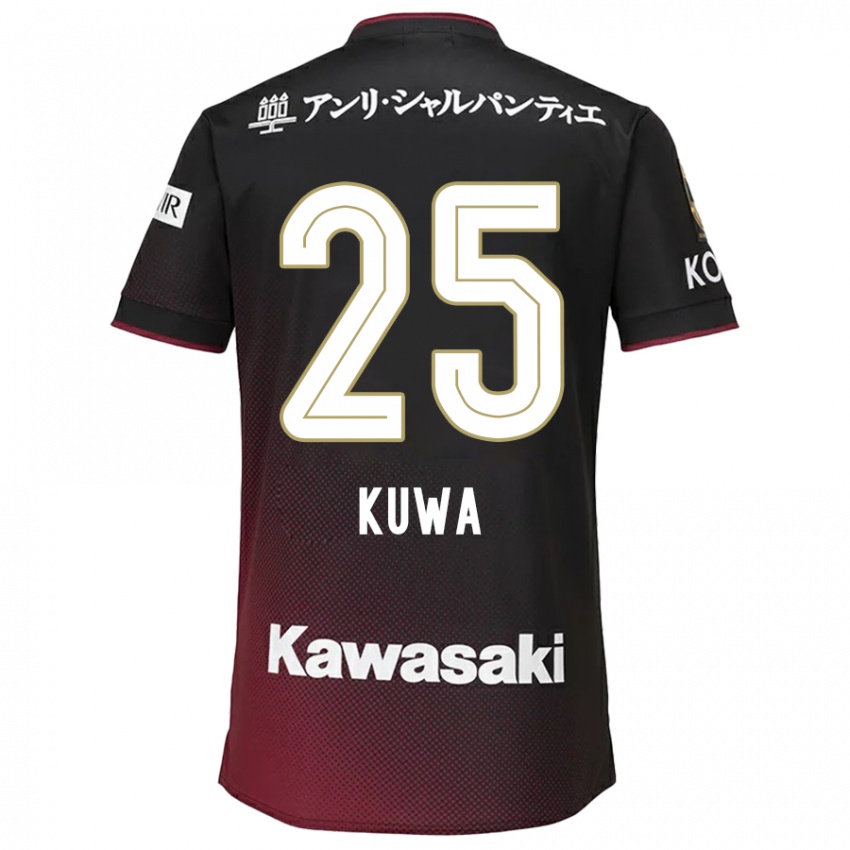 Dzieci Yuya Kuwasaki #25 Czarny Czerwony Domowa Koszulka 2024/25 Koszulki Klubowe