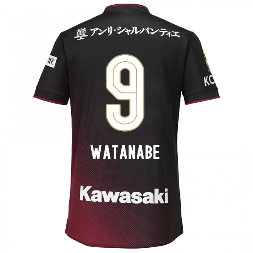 Dzieci Hayato Watanabe #9 Czarny Czerwony Domowa Koszulka 2024/25 Koszulki Klubowe