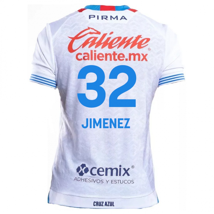 Dzieci Cristian Jimenez #32 Biało Niebieski Wyjazdowa Koszulka 2024/25 Koszulki Klubowe