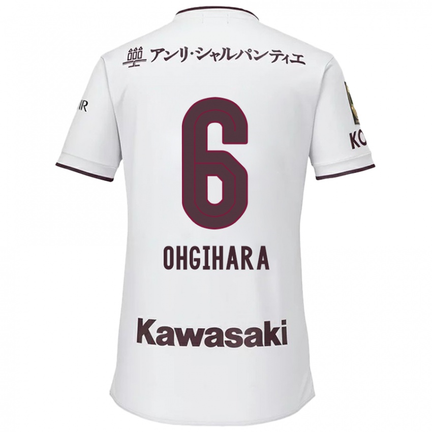 Dzieci Takahiro Ogihara #6 Biało - Czerwony Wyjazdowa Koszulka 2024/25 Koszulki Klubowe