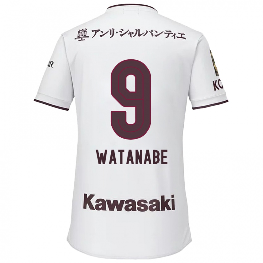 Dzieci Hayato Watanabe #9 Biało - Czerwony Wyjazdowa Koszulka 2024/25 Koszulki Klubowe