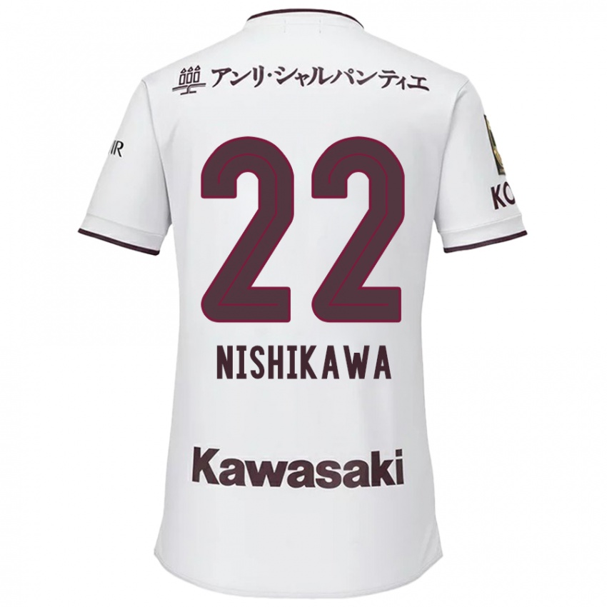 Dzieci Aiku Nishikawa #22 Biało - Czerwony Wyjazdowa Koszulka 2024/25 Koszulki Klubowe