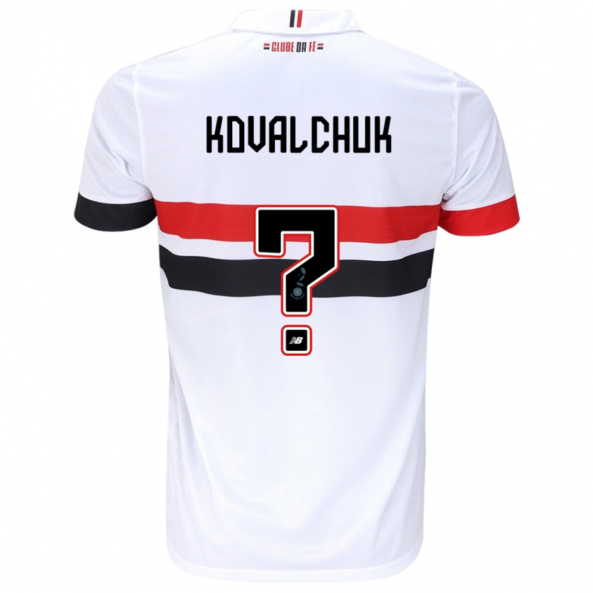 Męski Filipp Kovalchuk #0 Biały Czerwony Czarny Domowa Koszulka 2024/25 Koszulki Klubowe