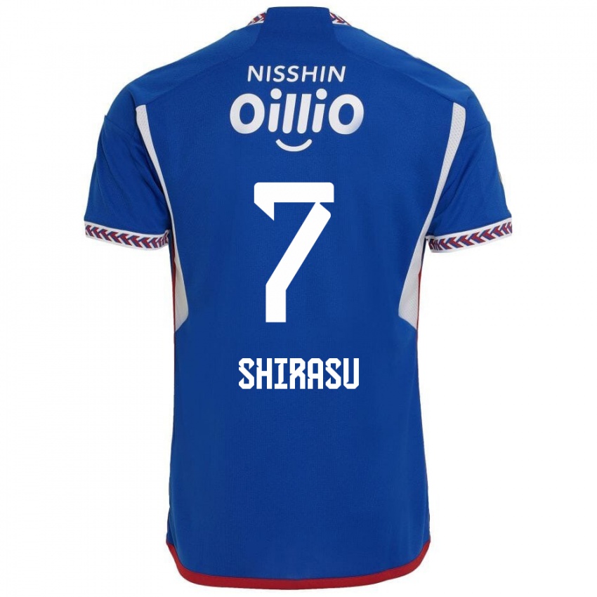 Męski Kento Shirasu #7 Niebieski Biały Czerwony Domowa Koszulka 2024/25 Koszulki Klubowe