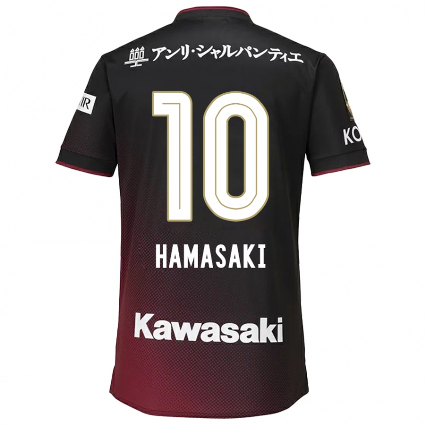 Męski Kento Hamasaki #10 Czarny Czerwony Domowa Koszulka 2024/25 Koszulki Klubowe