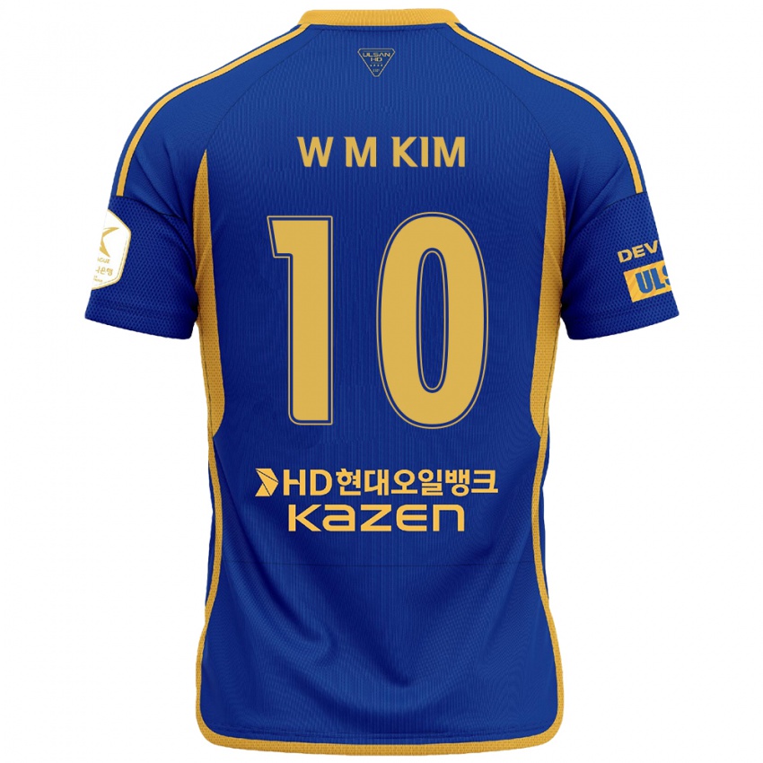 Męski Min-Woo Kim #10 Niebiesko-Żółty Domowa Koszulka 2024/25 Koszulki Klubowe