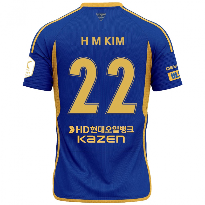 Męski Min-Hyuk Kim #22 Niebiesko-Żółty Domowa Koszulka 2024/25 Koszulki Klubowe