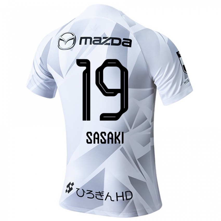 Męski Sho Sasaki #19 Biały Szary Czarny Wyjazdowa Koszulka 2024/25 Koszulki Klubowe