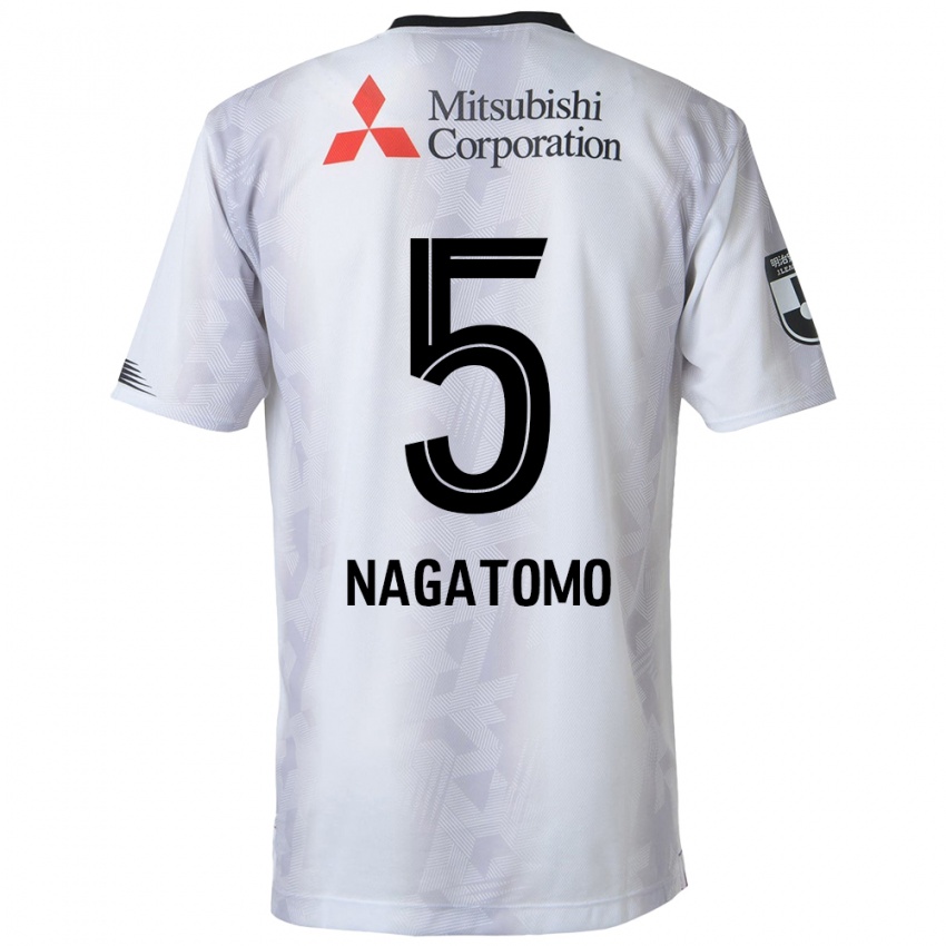 Męski Yuto Nagatomo #5 Biało-Czarny Wyjazdowa Koszulka 2024/25 Koszulki Klubowe