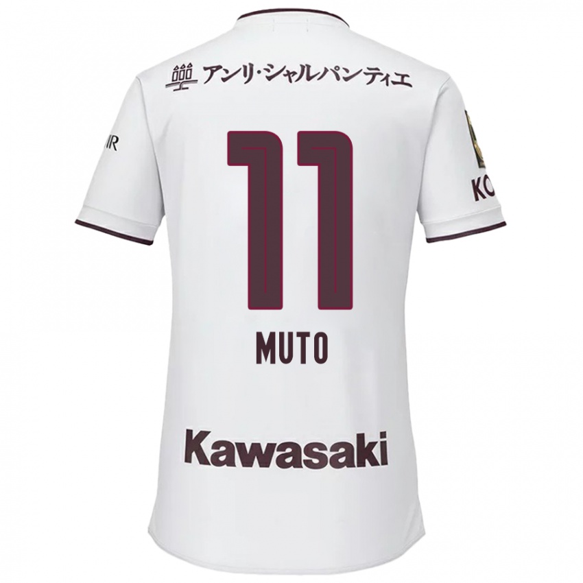 Męski Yoshinori Muto #11 Biało - Czerwony Wyjazdowa Koszulka 2024/25 Koszulki Klubowe