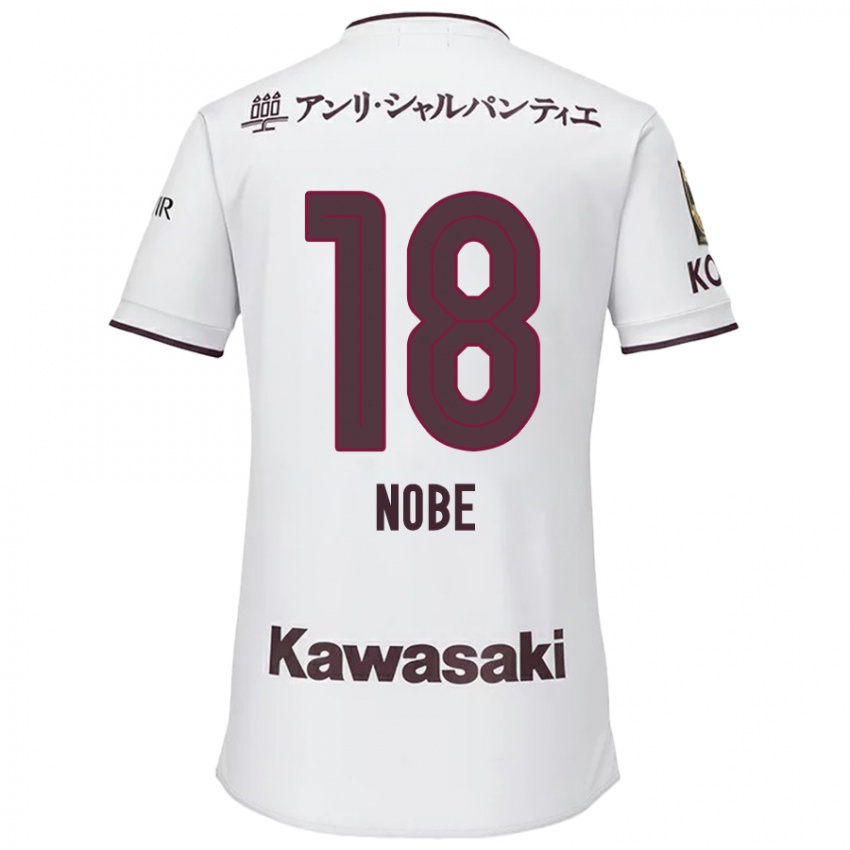 Męski Tomohiro Nobe #18 Biało - Czerwony Wyjazdowa Koszulka 2024/25 Koszulki Klubowe