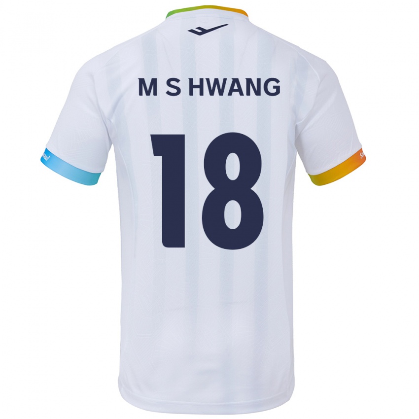 Męski Seong-Min Hwang #18 Biało Niebieski Wyjazdowa Koszulka 2024/25 Koszulki Klubowe