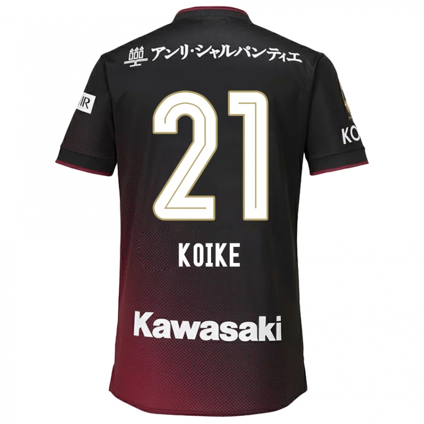 Kobiety Shusuke Koike #21 Czarny Czerwony Domowa Koszulka 2024/25 Koszulki Klubowe