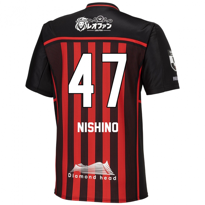 Kobiety Shota Nishino #47 Czerwony Czarny Domowa Koszulka 2024/25 Koszulki Klubowe