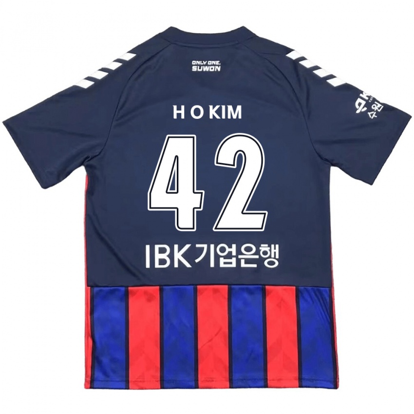 Kobiety One-Hyung Kim #42 Niebieski Czerwony Domowa Koszulka 2024/25 Koszulki Klubowe